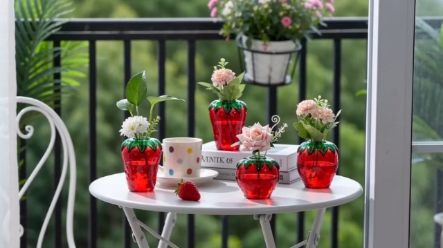 Amazon.com: Glasseam Strawberry Glass Vases, 5Pcs Handblown Cute